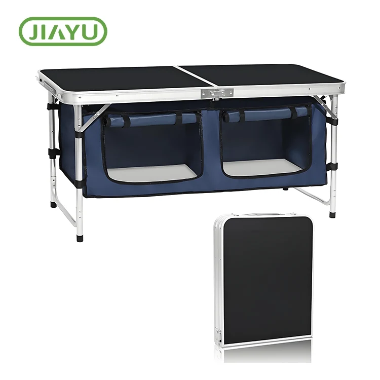 Mesa de camping plegable lixeira